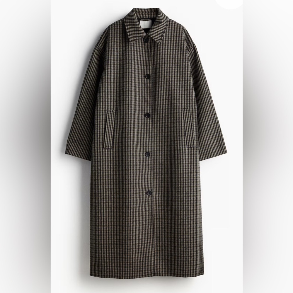 BNWT- H&M Black and Brown Checkered Coat